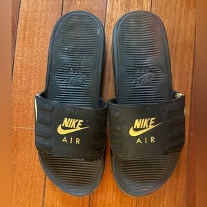 Nike Black and Gold Air Slides